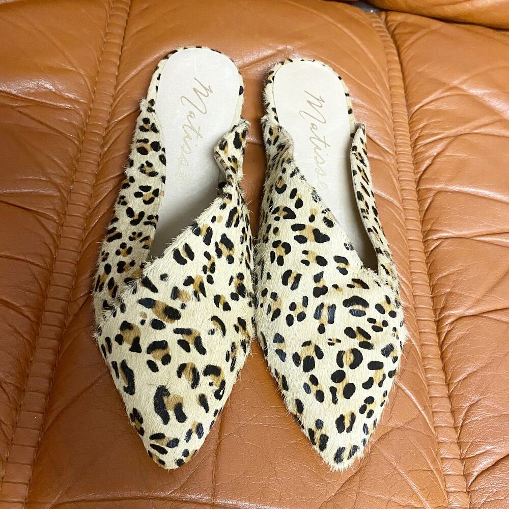 Matisse Womens Size 6 Lana Cheetah Fur Leather Point Toe Mules